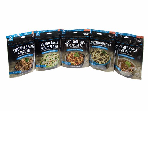 Just add boiling water, wait 10 minutes and your good to go. The entrees all include an individually packaged freeze-dried meat pouch of either Beef or Chicken. Perfect for camping or Bugging Out.